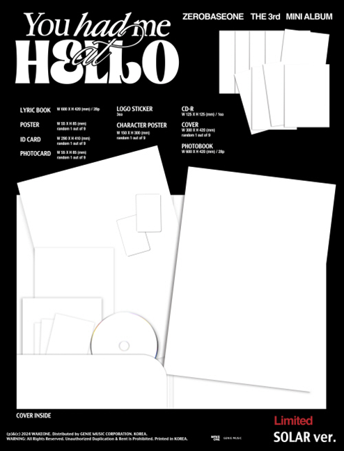 ZEROBASEONE - 3rd Mini Album [You had me at HELLO] (SOLAR Ver.) (Limited Edition)
