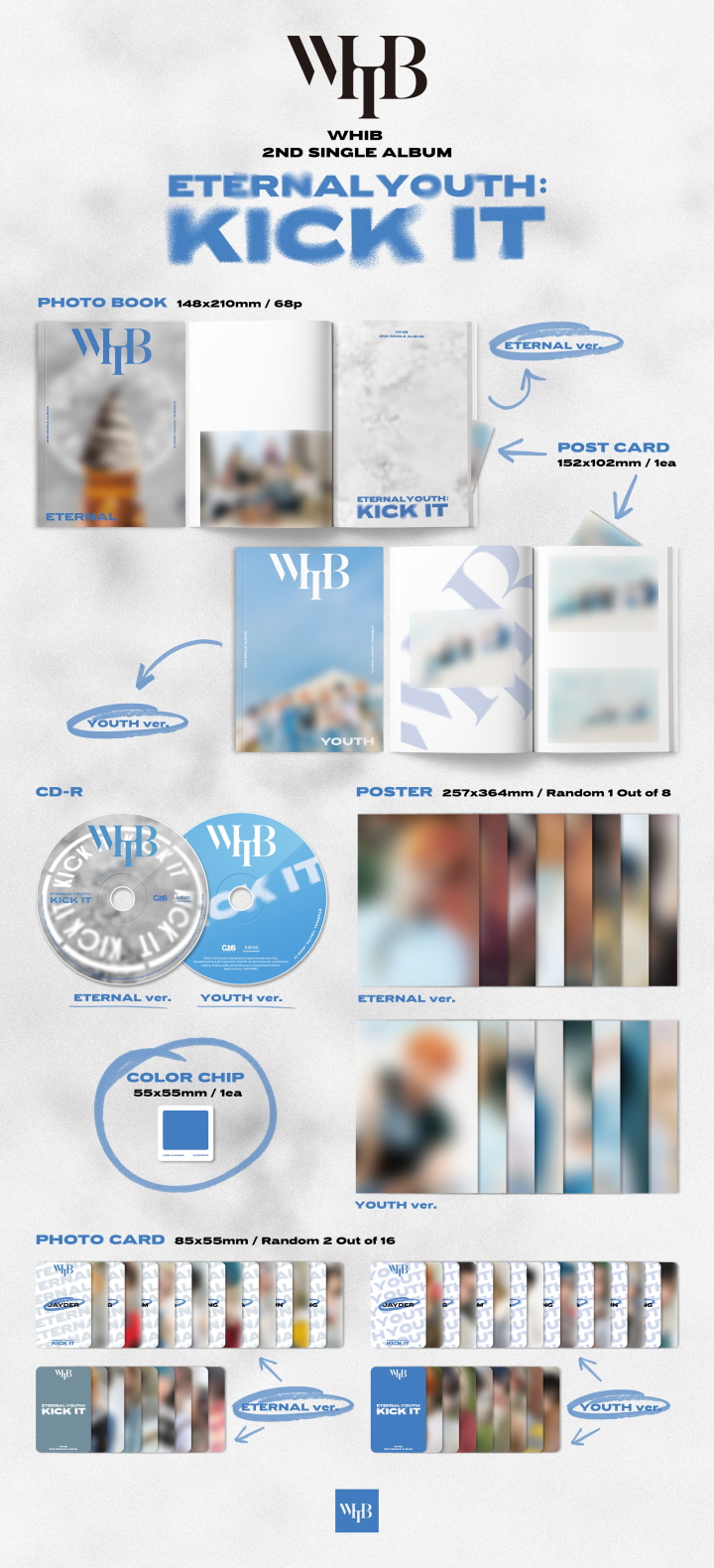 WHIB - 2ND SINGLE ALBUM [ETERNAL YOUTH : KICK IT] (Random Ver.)