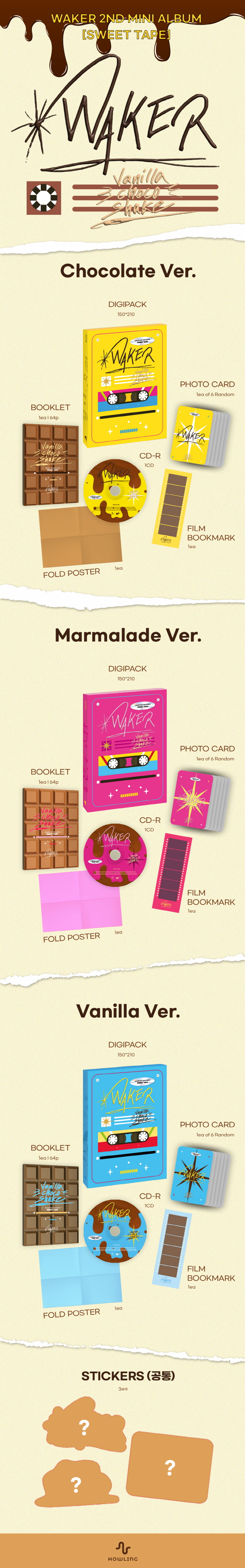 WAKER - 2nd Mini Album [Sweet Tape] (Random Ver.)