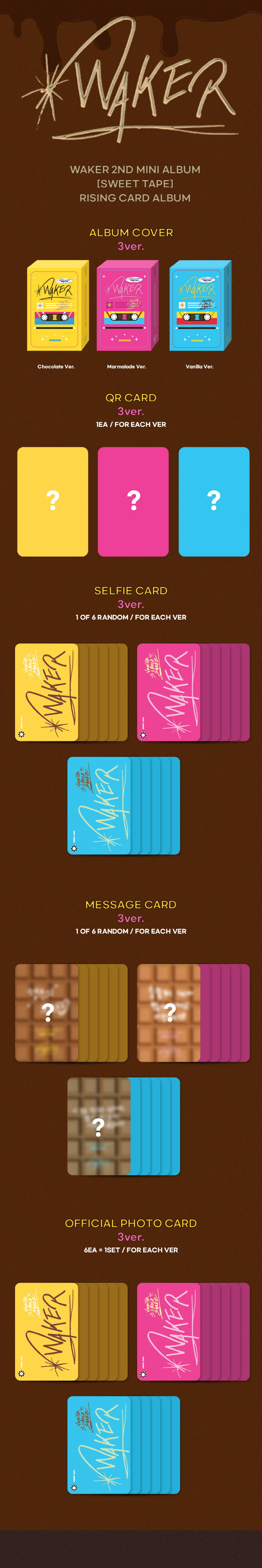 WAKER - 2nd Mini Album [Sweet Tape] (RISING CARD ALBUM) (Random Ver.)