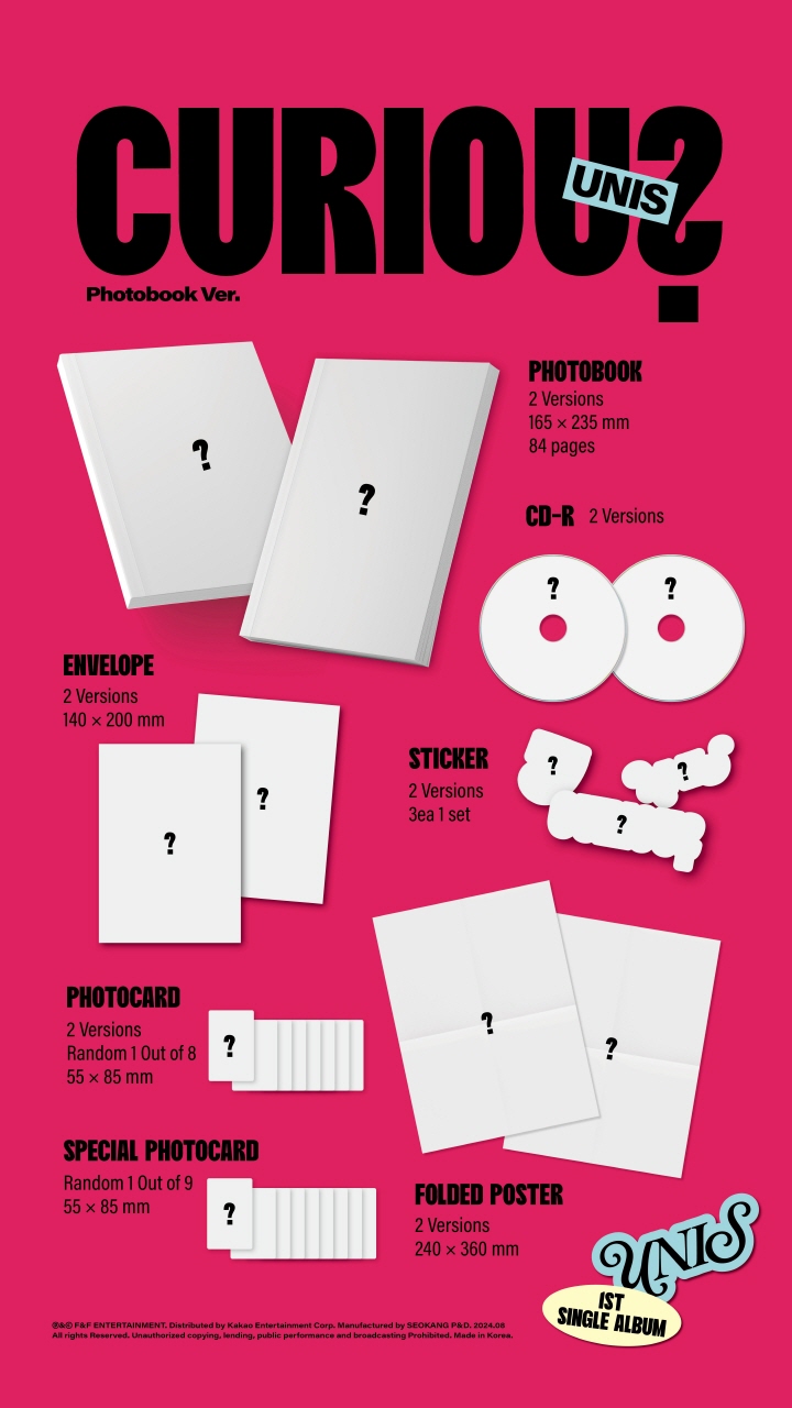 UNIS - 1st Single Album [CURIOUS] (Photobook Ver.) (Random ver.)