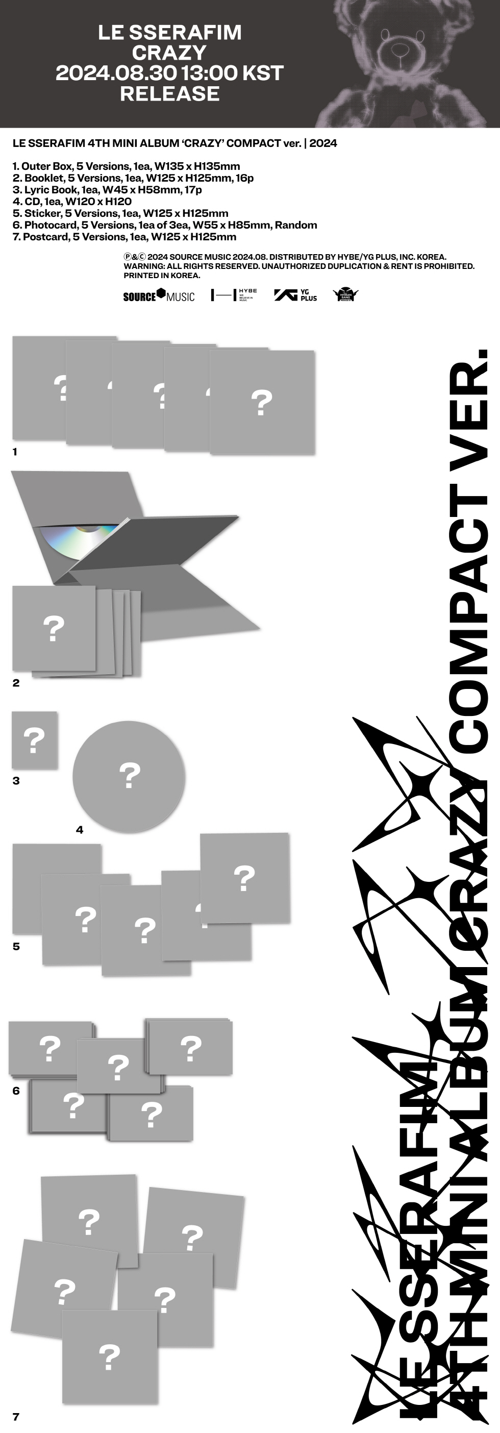 LE SSERAFIM - 4th Mini Album [CRAZY] (COMPACT ver.) (Random ver.)