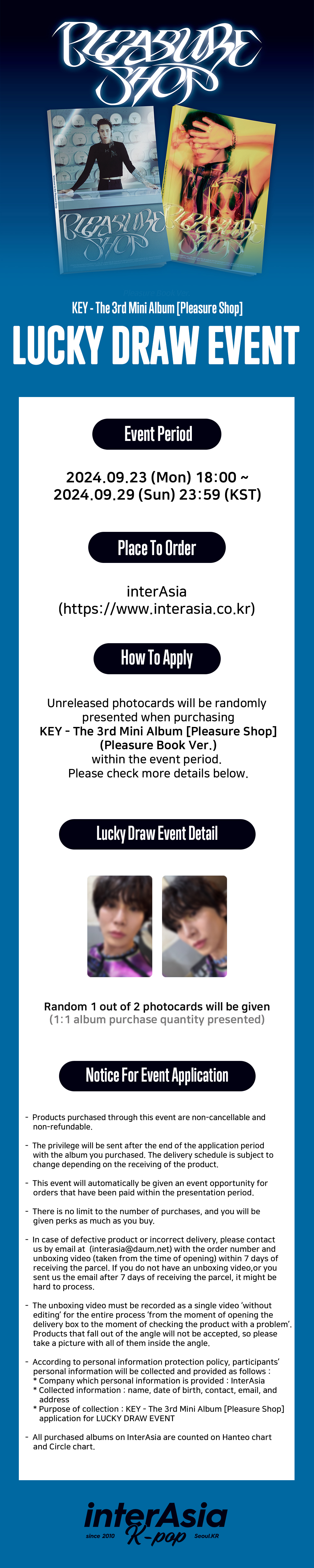 [LUCKY DRAW] KEY - 3rd Mini Album [Pleasure Shop] (Pleasure Book Ver.) (Random ver.) + interAsia Exclusive Photocard