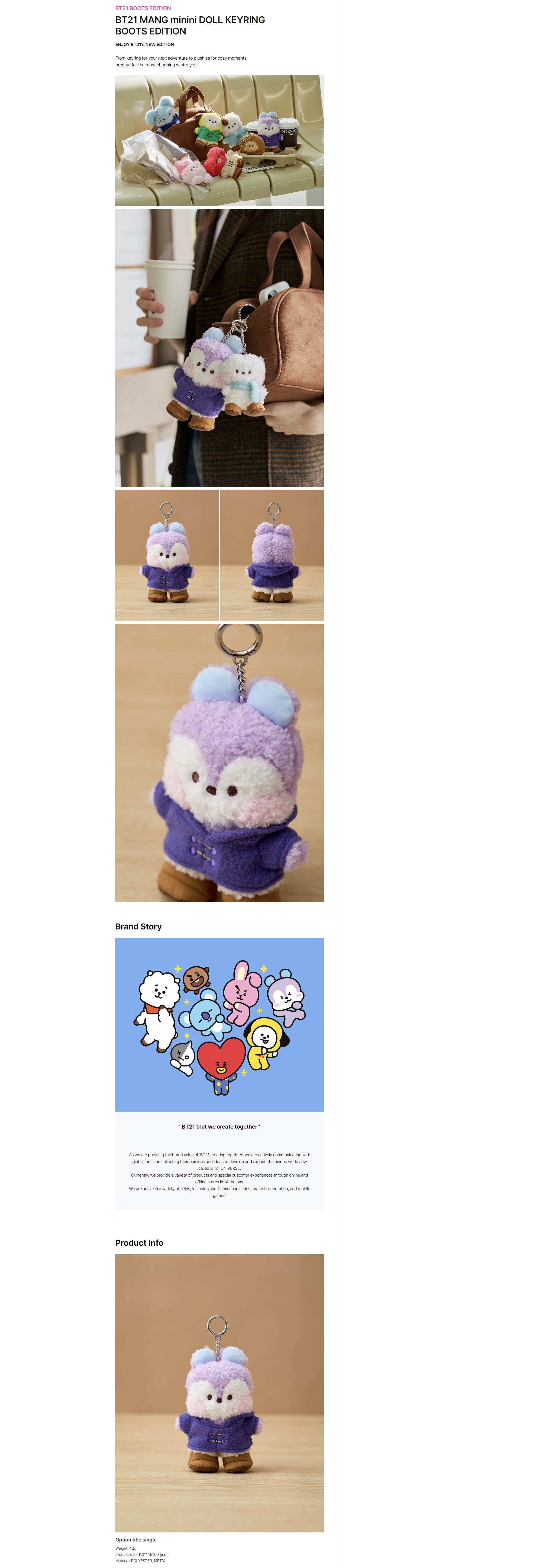 BT21 - MANG minini DOLL KEYRING BOOTS EDITION