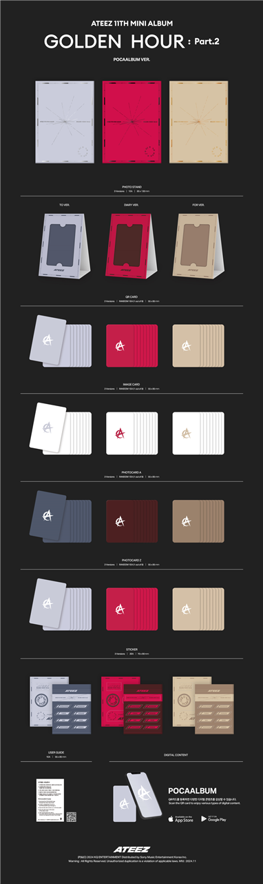 ATEEZ - 11th Mini Album [GOLDEN HOUR : Part.2] (POCAALBUM VER.) (Random ver)
