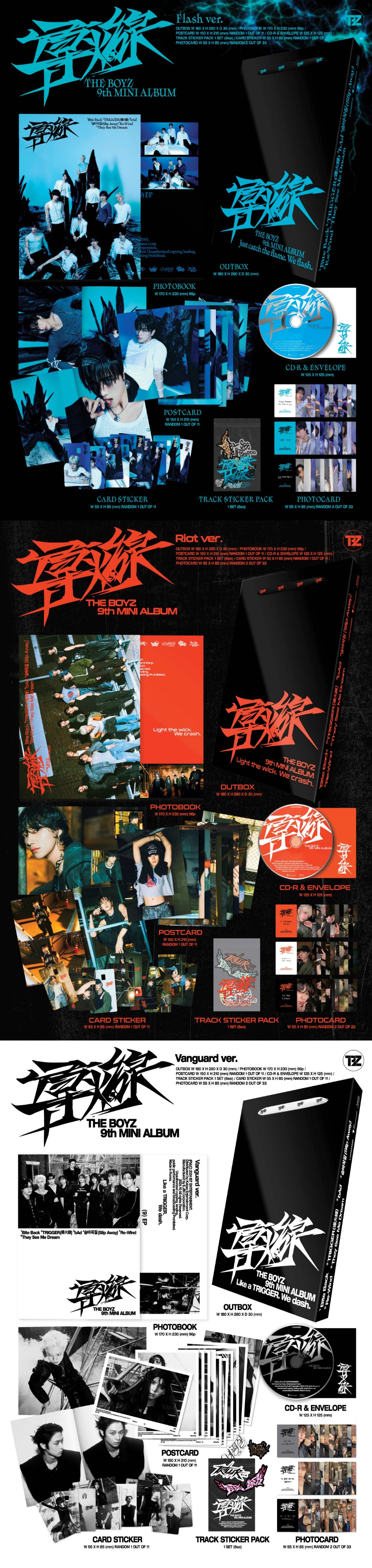 [LUCKY DRAW] THE BOYZ - 9th MINI ALBUM [導火線 (도화선)] (Flash Ver./Riot Ver./Vanguard Ver.)(Random Ver.) + Random Photocard (SW)