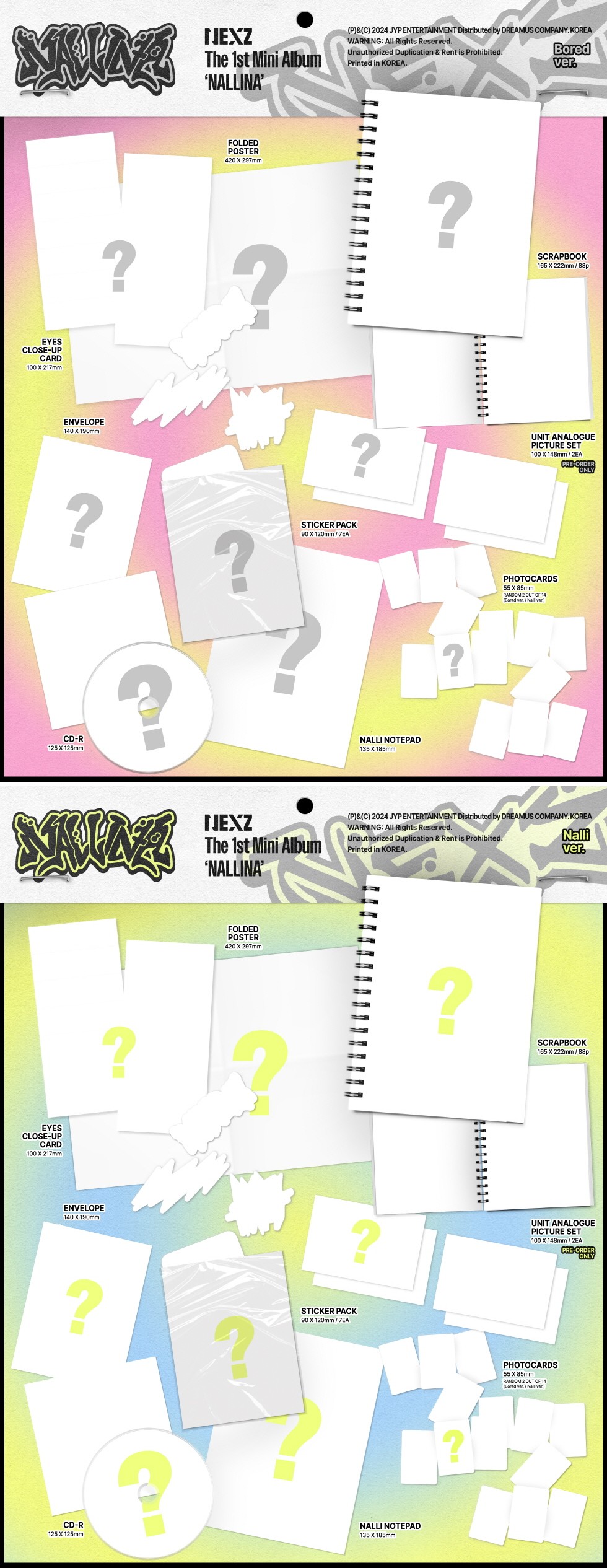 [1st POP UP LUCK DRAW] NEXZ - The 1st Mini Album [NALLINA] (Bored ver. / Nalli ver.) (Random VER.) + Random Photocard (SW)