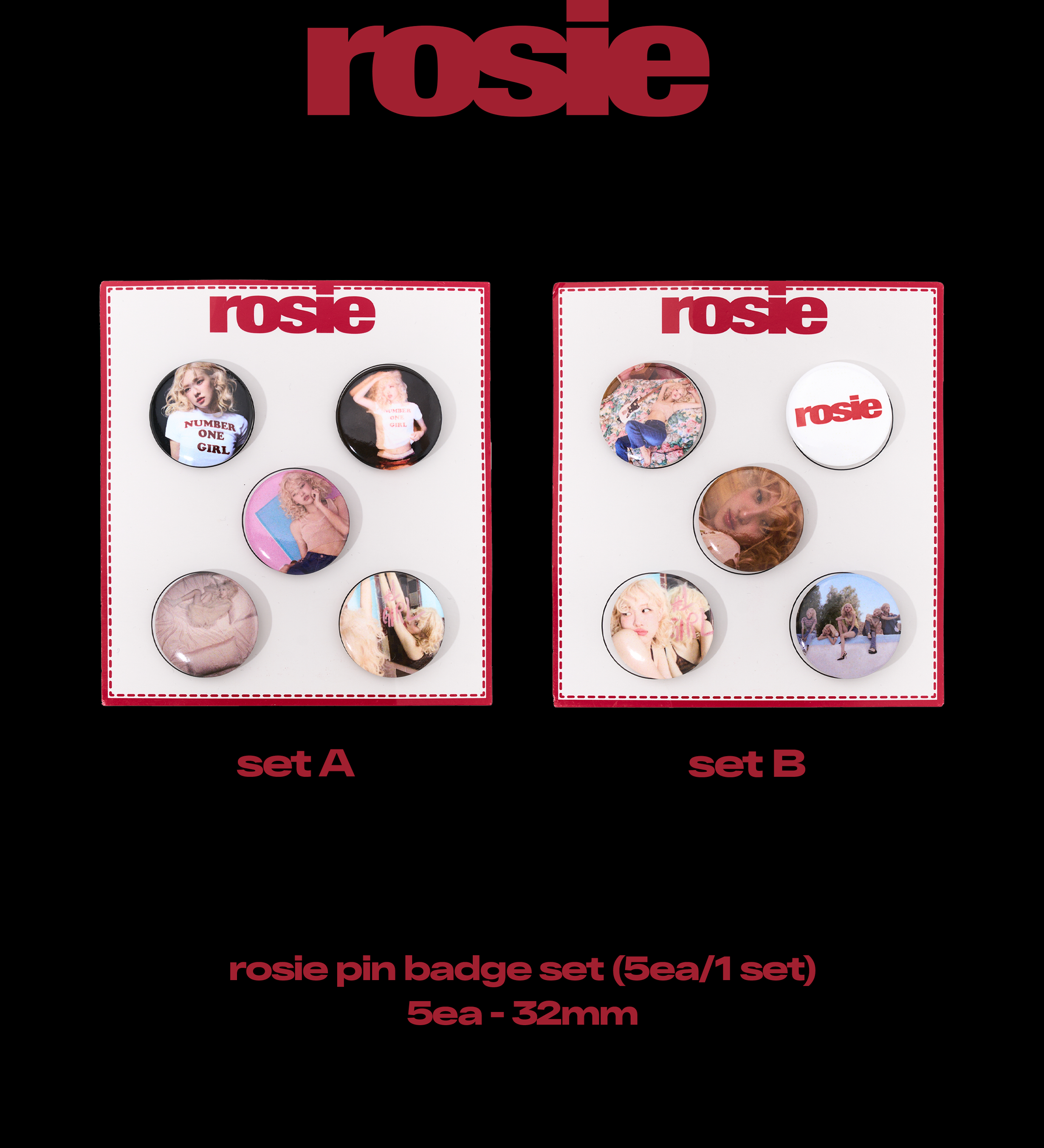 ROSÉ - [ROSIE] PIN BUTTON SET (B VER)