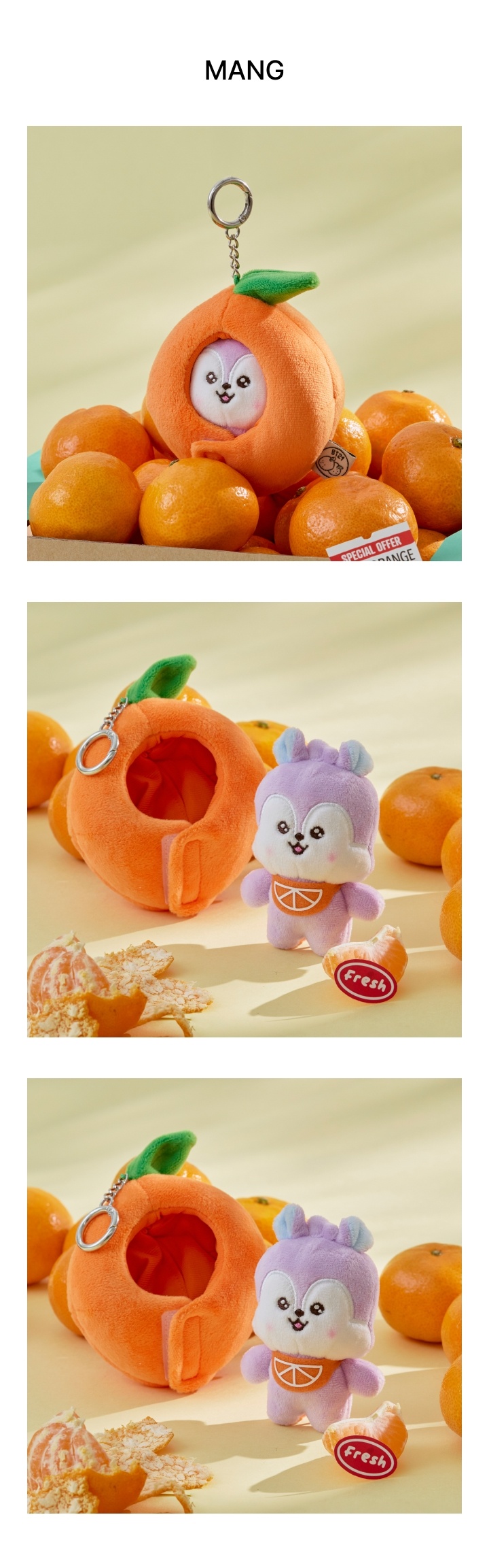 BT21 - MANG BABY PLUSH KEYRING ORANGE PARTY