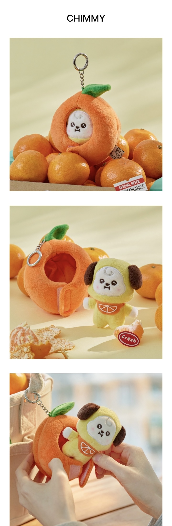 BT21 - CHIMMY BABY PLUSH KEYRING ORANGE PARTY