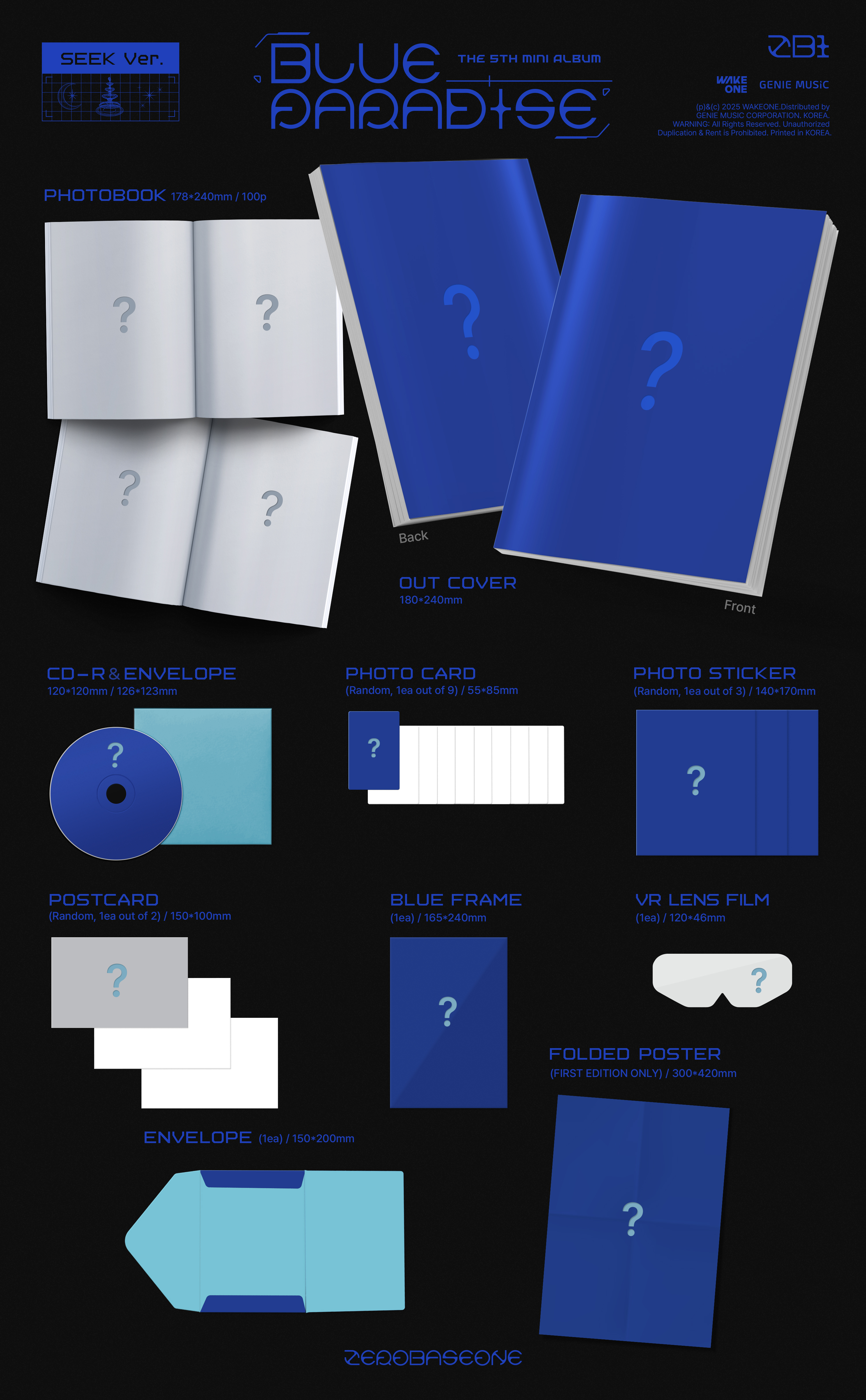 ZEROBASEONE - The 5th Mini Album [BLUE PARADISE] (SEEK Ver./HIDE Ver.) (Random Ver.)