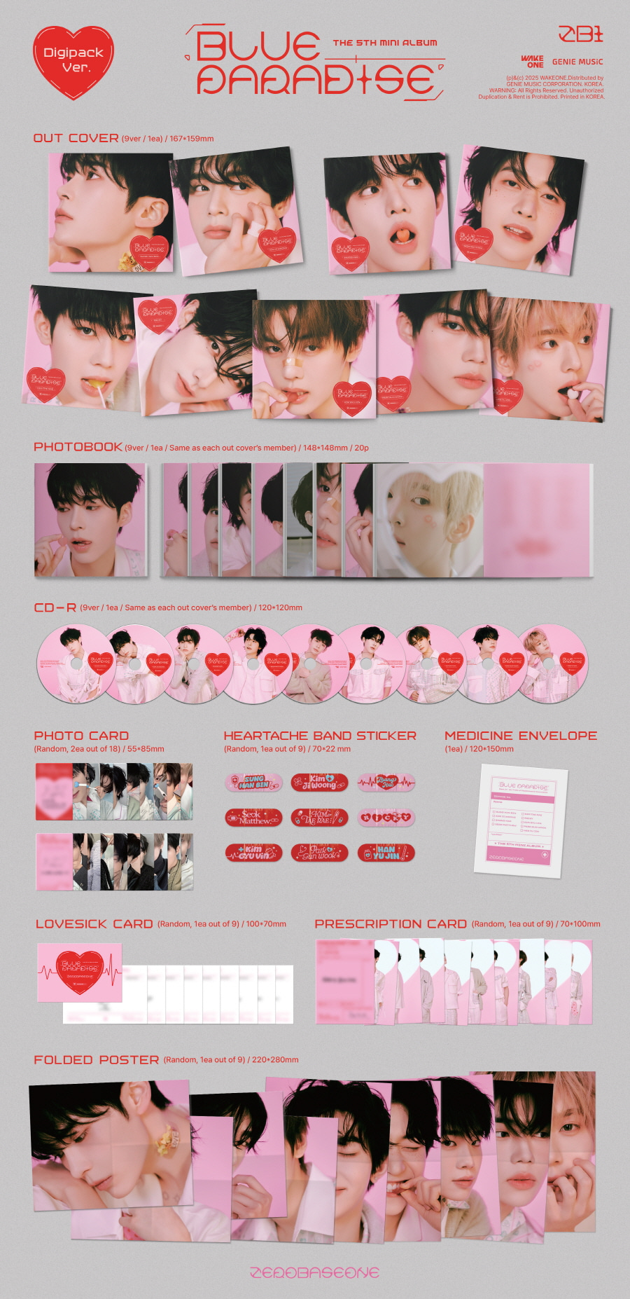 ZEROBASEONE - The 5th Mini Album [BLUE PARADISE] (Digipack Ver.) (Random Ver.)