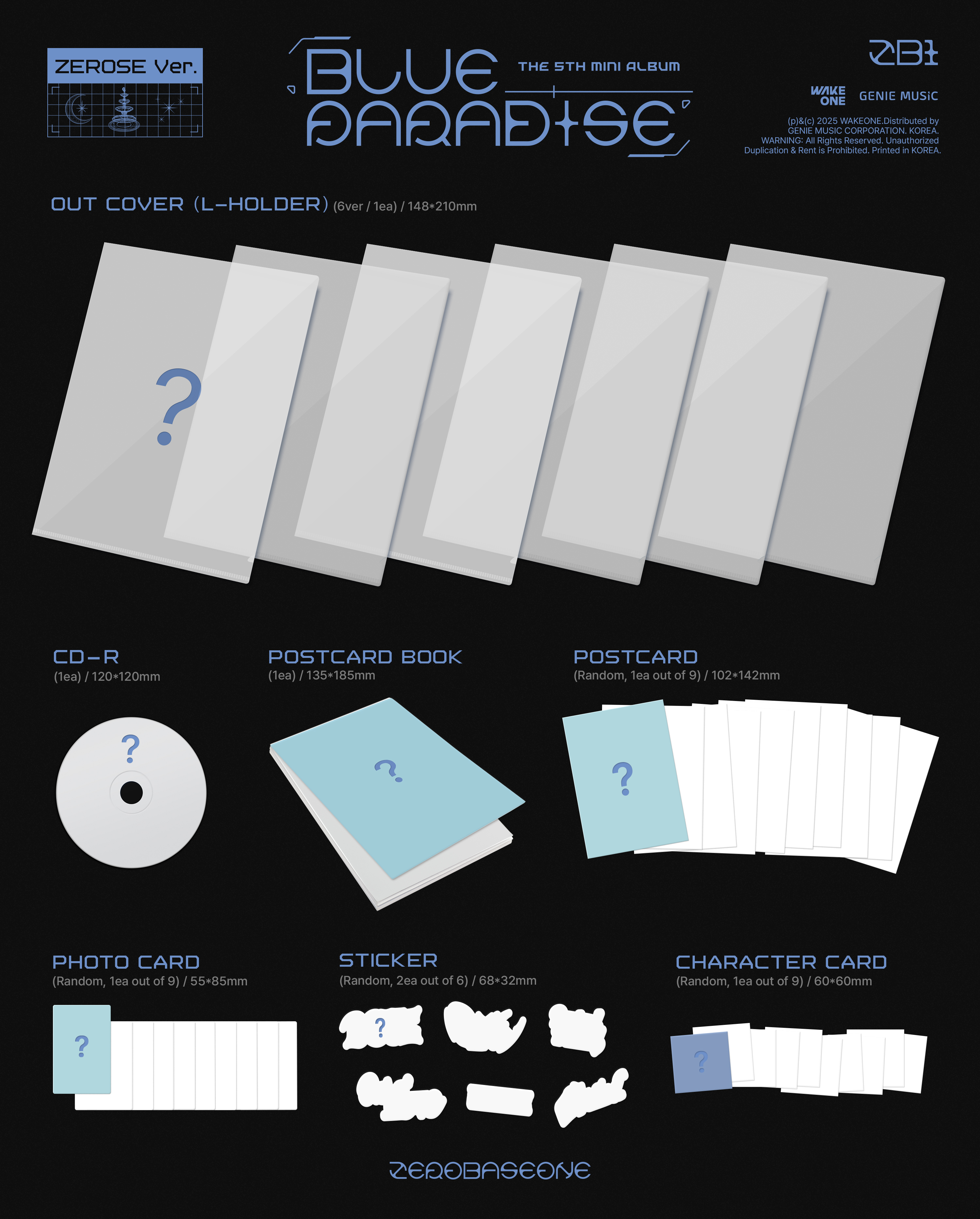 ZEROBASEONE - The 5th Mini Album [BLUE PARADISE] (ZEROSE Ver.) (Random Ver.)