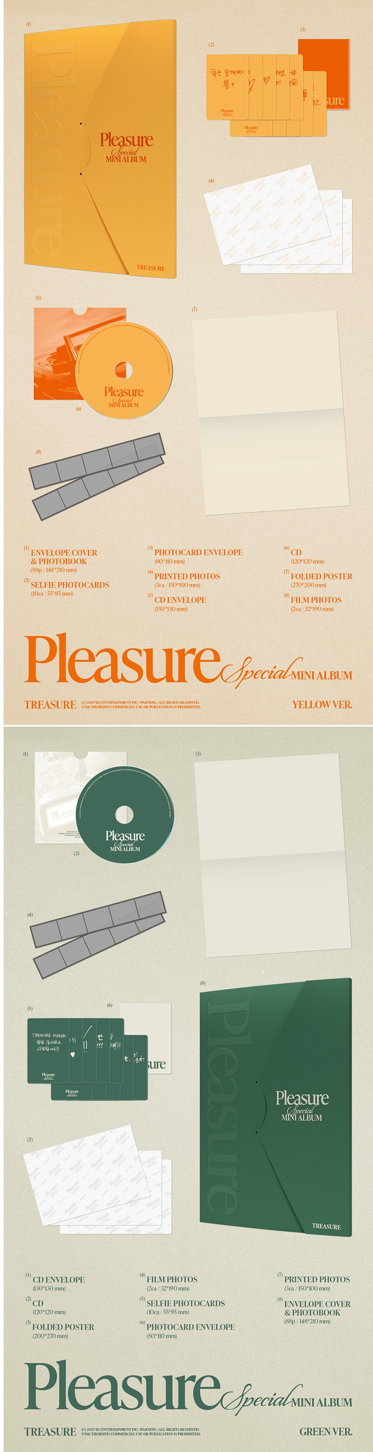 TREASURE - SPECIAL MINI ALBUM [PLEASURE] [YELLOW VER. / GREEN VER.] (Random Ver)