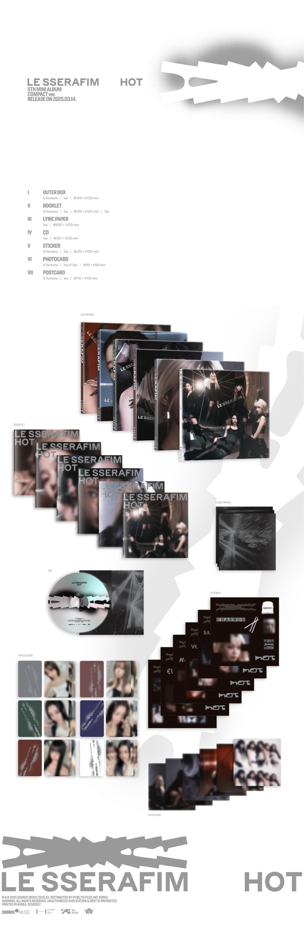 LE SSERAFIM - 5th Mini Album 'HOT' (COMPACT ver.) (Random Ver)