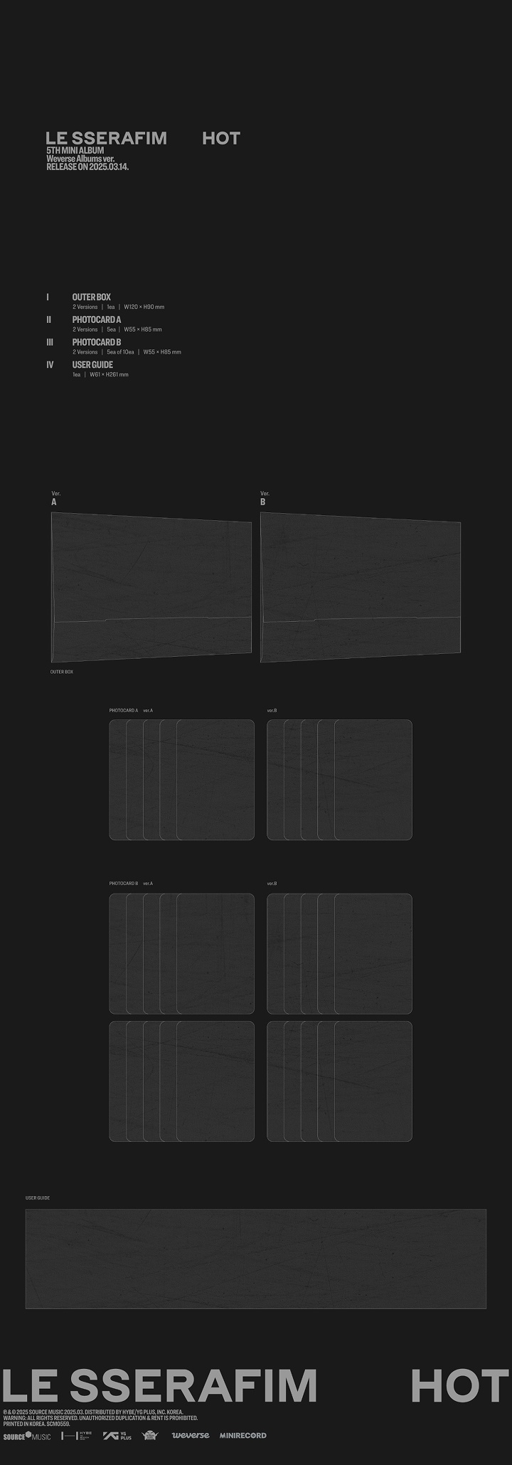 LE SSERAFIM - 5th Mini Album 'HOT' (Weverse Albums ver.) (Ver.A/Ver.B) (Random Ver)