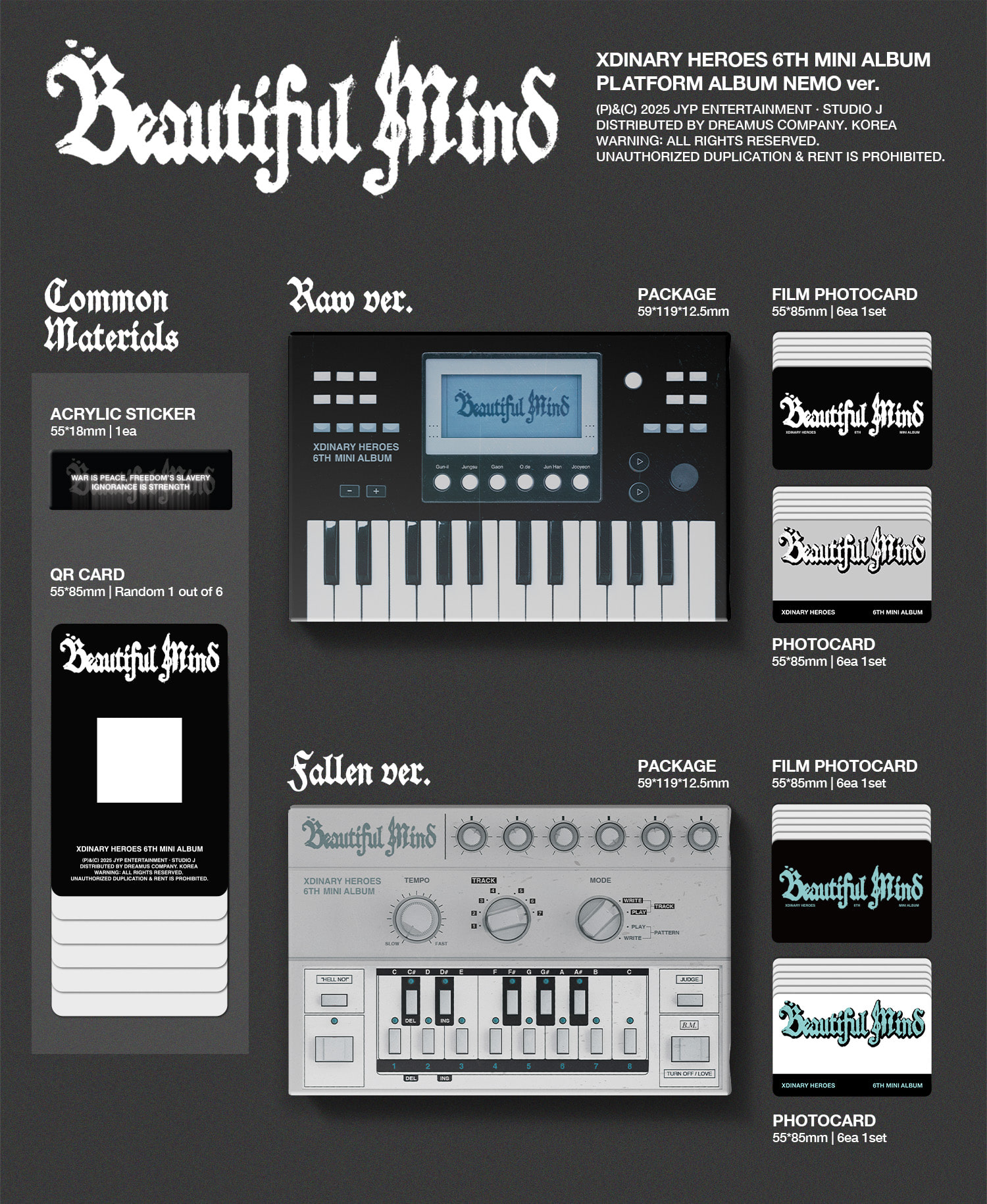 Xdinary Heroes - 6th Mini Album Beautiful Mind (PLATFORM ALBUM NEMO ver.)(Raw / Fallen)(Random ver)