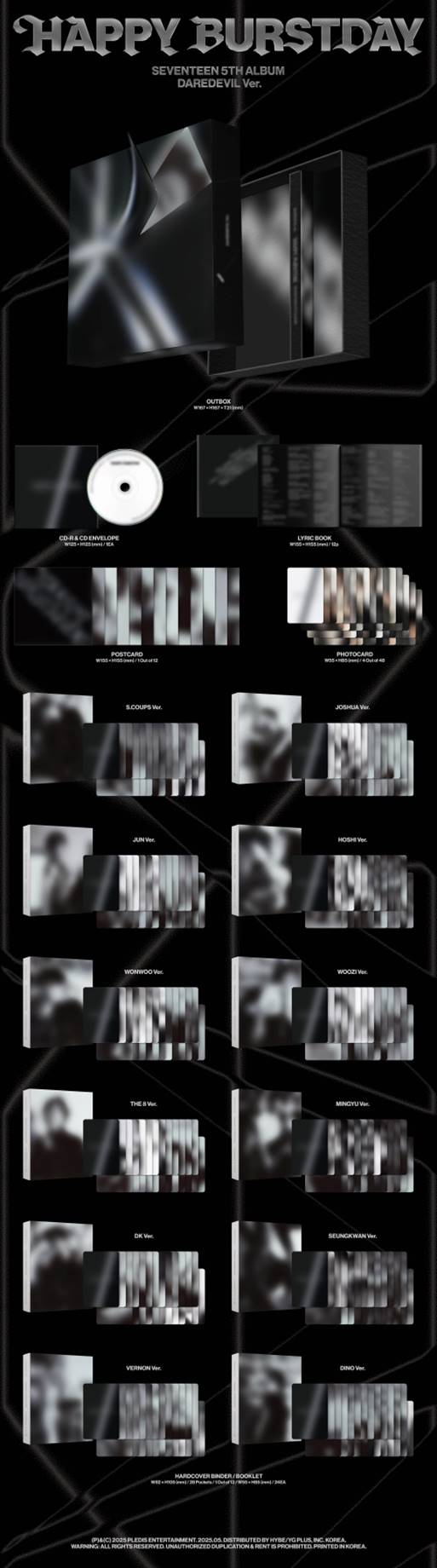 SEVENTEEN - 5th Album ‘HAPPY BURSTDAY’ (DAREDEVIL Ver.) (Random Ver.)