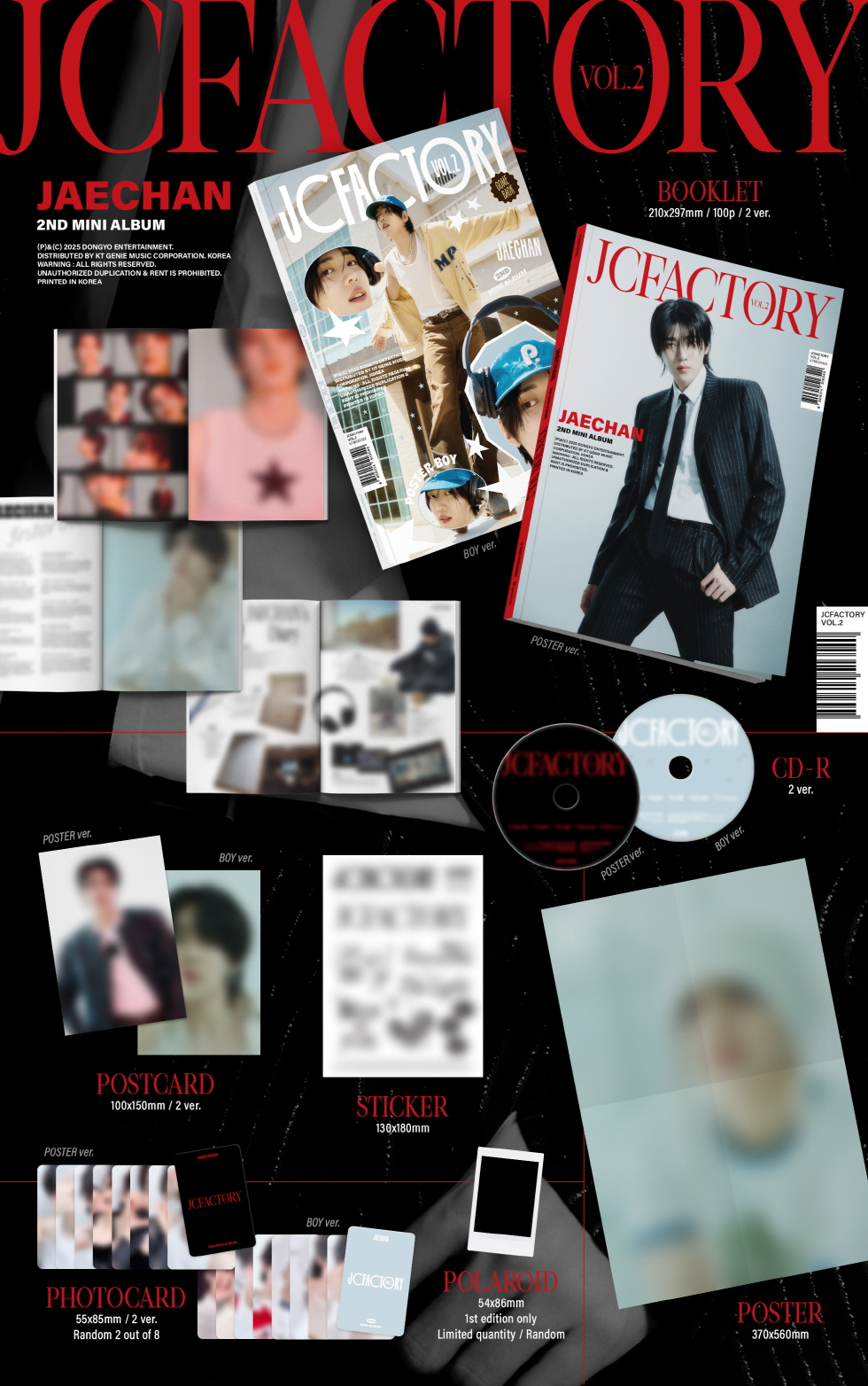 JAECHAN - 2ND MINI ALBUM [JCFACTORY_VOL.2] (Poster ver./ Boy ver.) (Random Ver.)