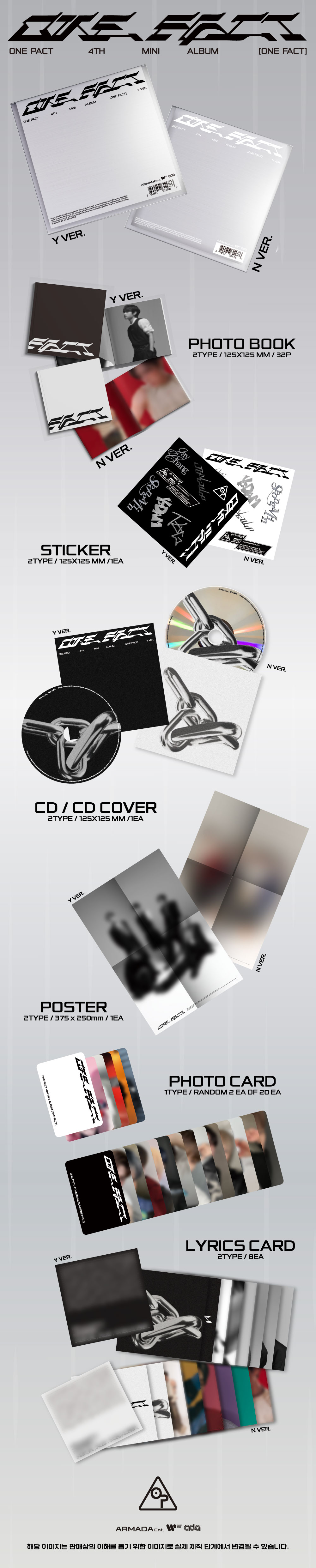 ONE PACT - 4TH MINI ALBUM [ONE FACT] (Y VER., N VER.) (Random Ver.)