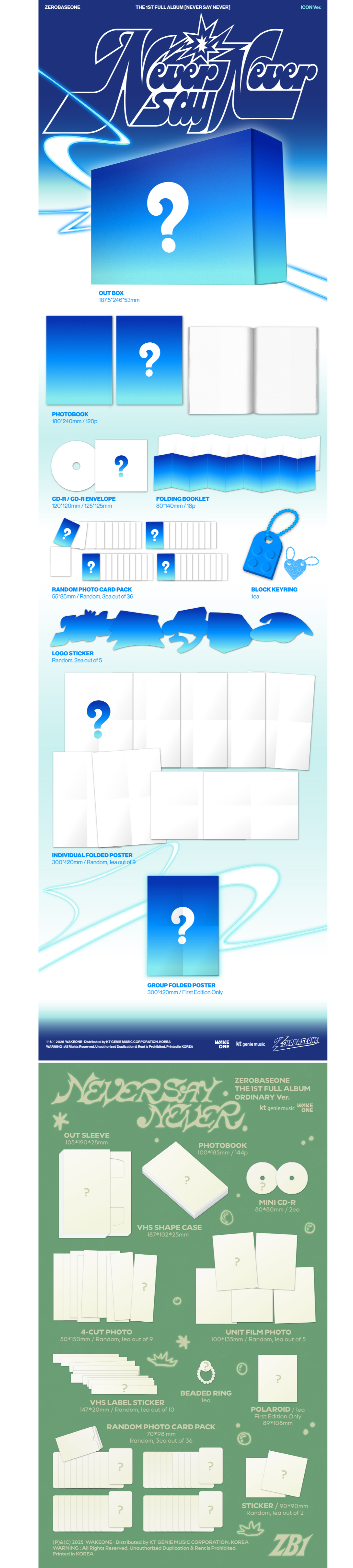 ZEROBASEONE - THE 1ST FULL ALBUM [NEVER SAY NEVER] PHOTOBOOK Ver. (ICON Ver./ ORDINARY Ver.) (Random Ver.)
