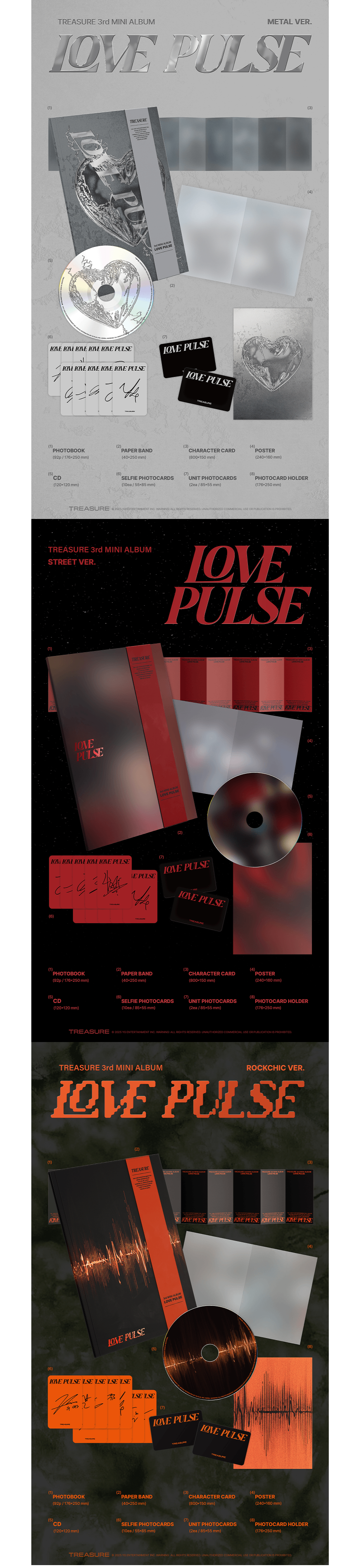TREASURE - 3rd MINI ALBUM [LOVE PULSE] (METAL / STREET / ROCKCHIC VER.) (Random Ver.)