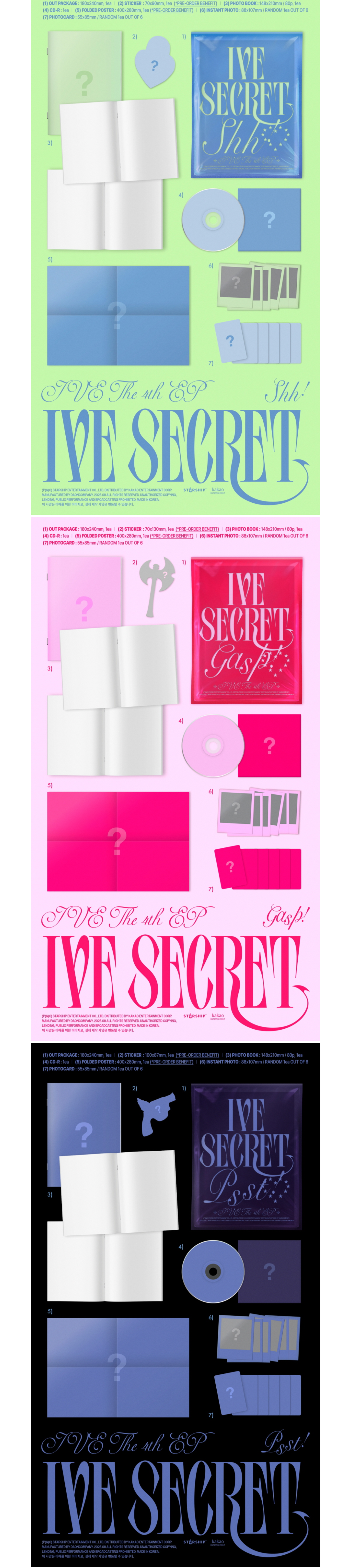 IVE - THE 4TH EP [IVE SECRET] (Shh! ver. / Gasp! ver. / Psst! ver.) (Random Ver.)