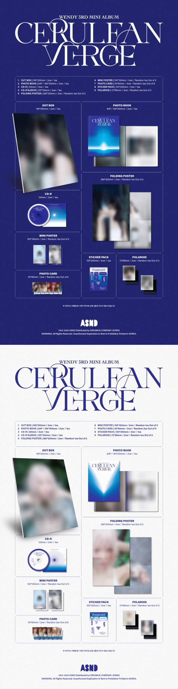 WENDY - 3RD MINI ALBUM [CERULEAN VERGE] PHOTOBOOK VER. (Random Ver.)