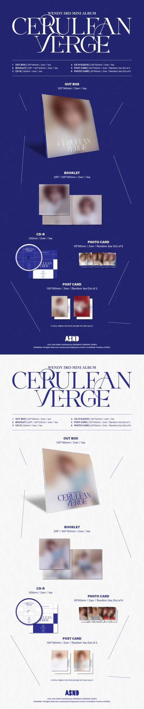 WENDY - 3RD MINI ALBUM [CERULEAN VERGE] Digipack Ver. (Random Ver.)
