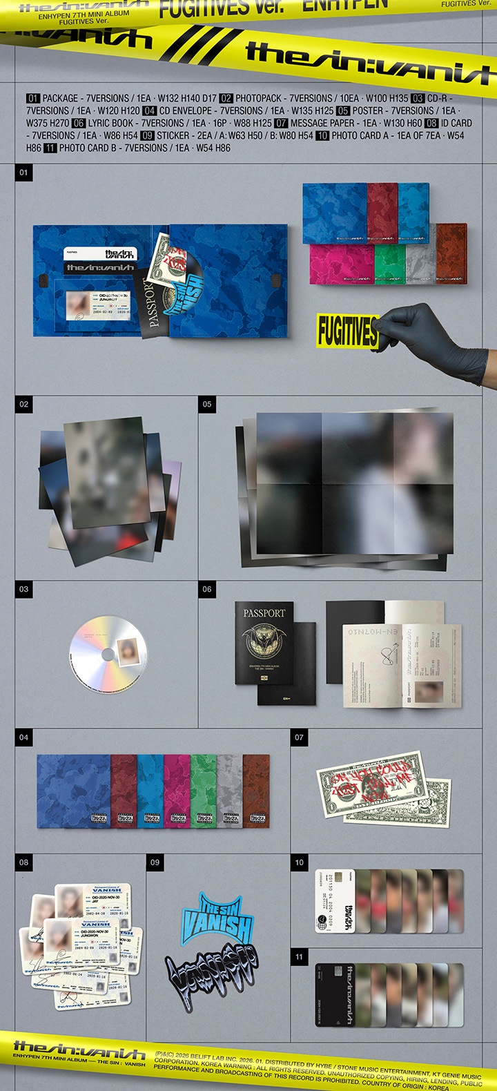 ENHYPEN - 7TH MINI ALBUM [THE SIN : VANISH] (FUGITIVES VER.) (Random Ver.)