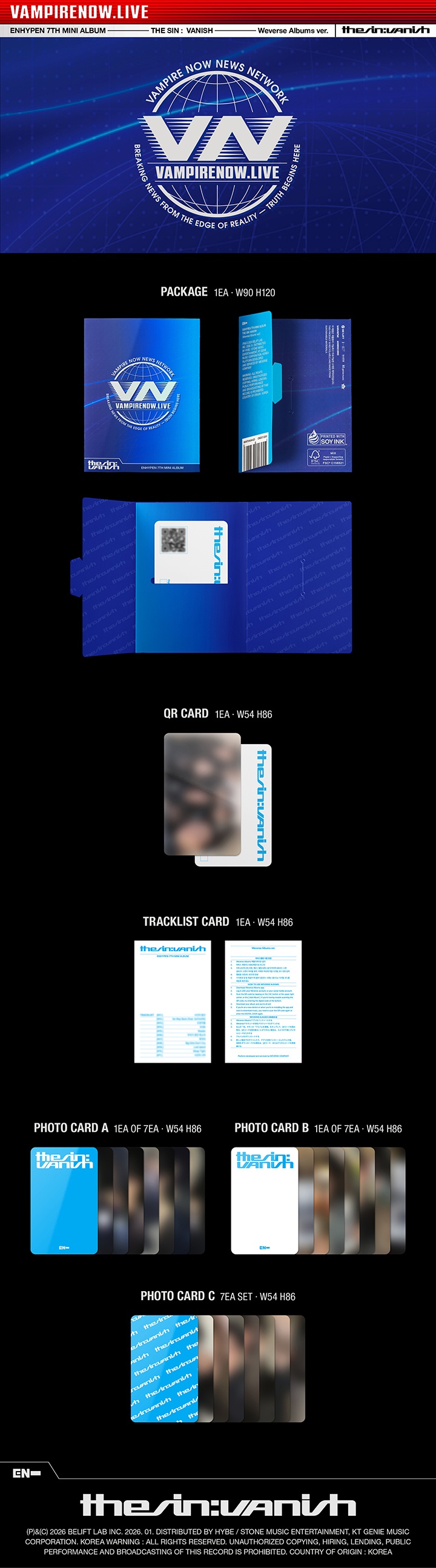 ENHYPEN - 7TH MINI ALBUM [THE SIN : VANISH] (WEVERSE ALBUMS VER.)