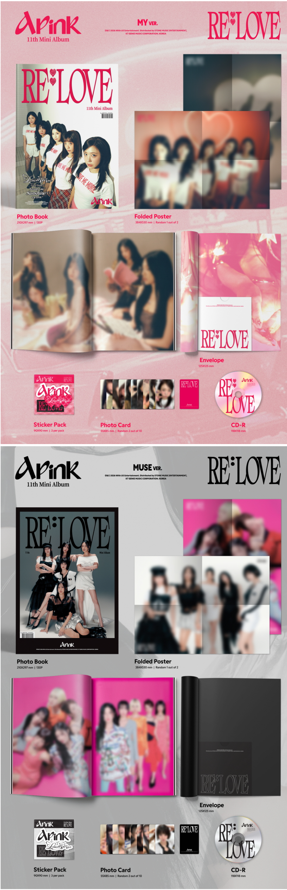 Apink - 11th Mini Album [RE : LOVE] (MY VER. / MUSE VER.) (Random Ver.)