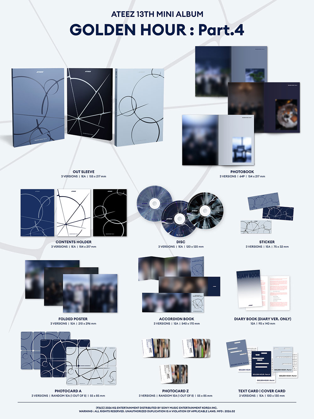 ATEEZ - 4th Mini Album [GOLDEN HOUR : Part.4] (A Ver / Diary Ver / Z Ver) (Random Ver.)