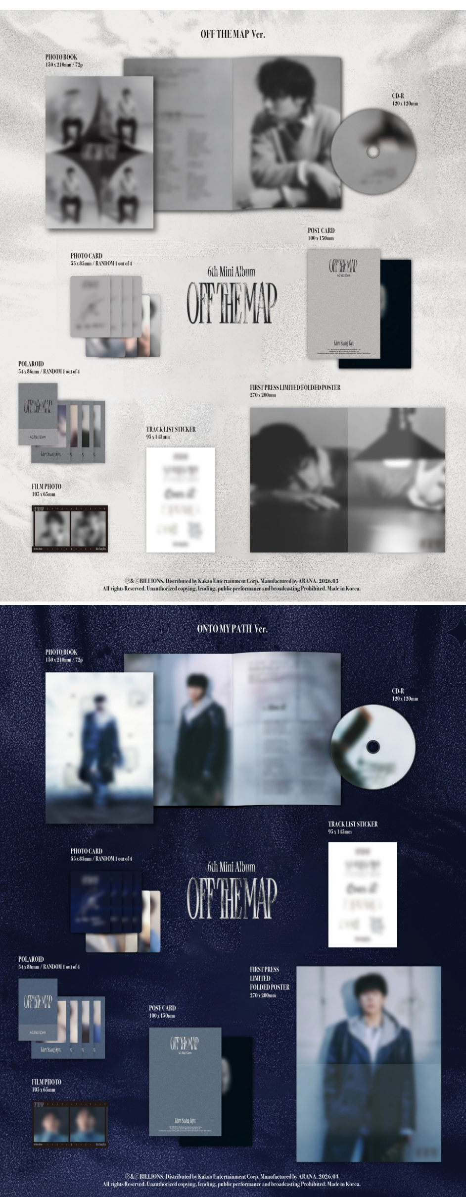 KIM SUNG KYU - 6TH MINI ALBUM [OFF THE MAP] (OFF THE MAP Ver. / ONTO MY PATH Ver.) (Random Ver.)