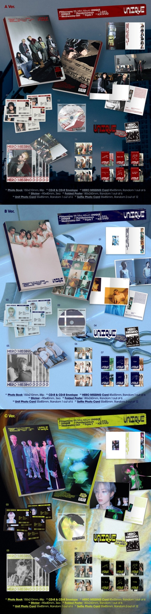 P1HARMONY - 9TH MINI ALBUM [UNIQUE] (PHOTOBOOK VER.) (A Ver. / B Ver. / C Ver.)(Random Ver.)