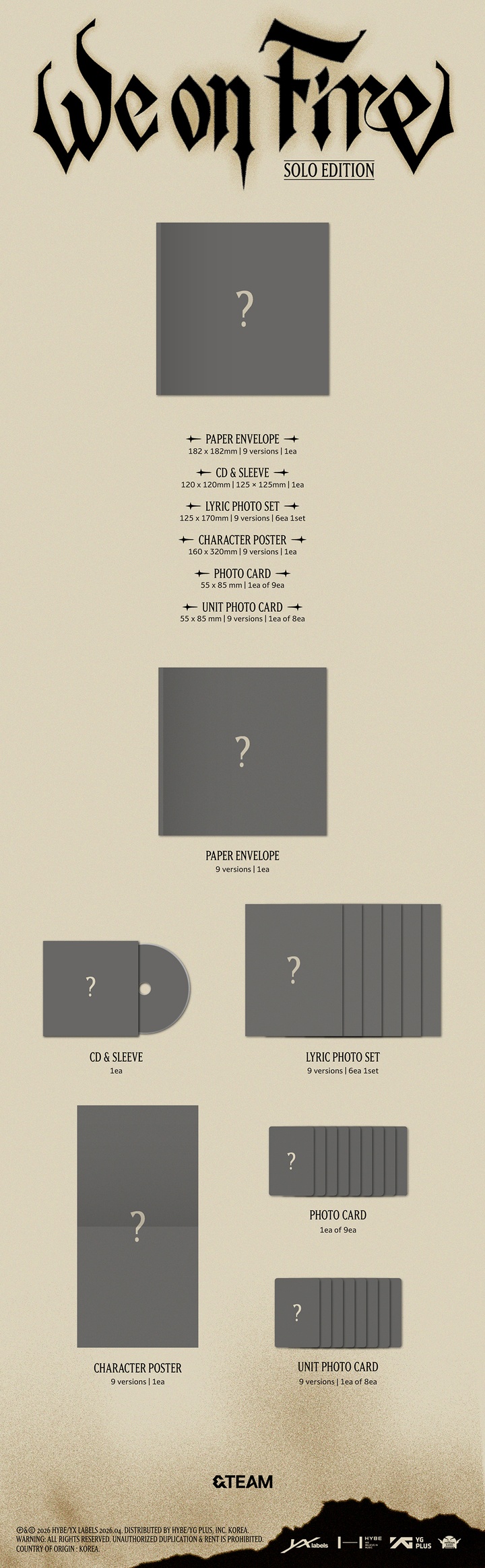 [EARLY BIRD] &TEAM - 3rd EP 『We on Fire』 SOLO EDITION (SET) + Weverse Gift (WS)