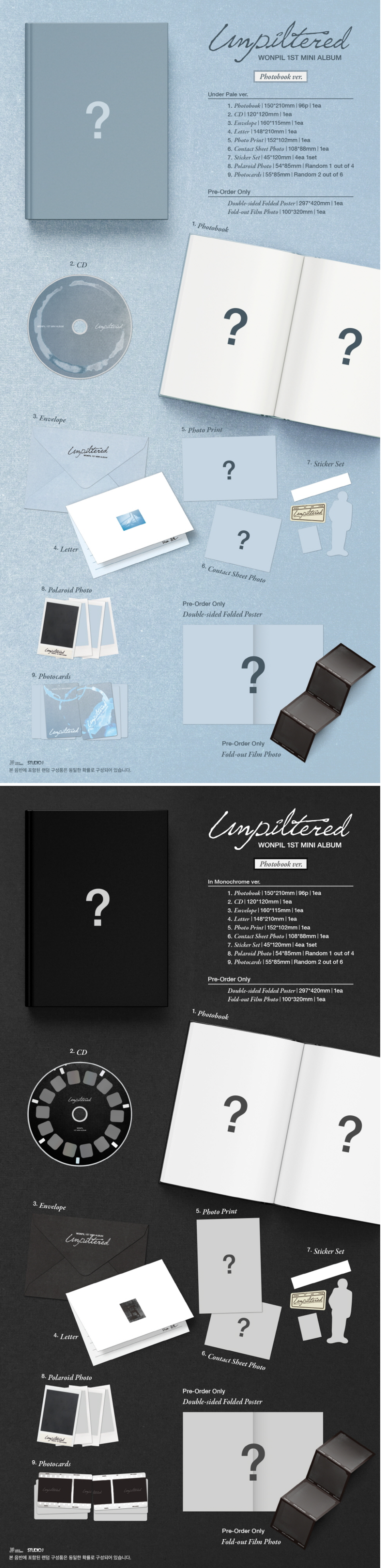 WONPIL (DAY6) - 1st Mini Album [Unpiltered] Photobook Ver. (Under Pale ver./ In Monochrome ver.)(Random Ver.)