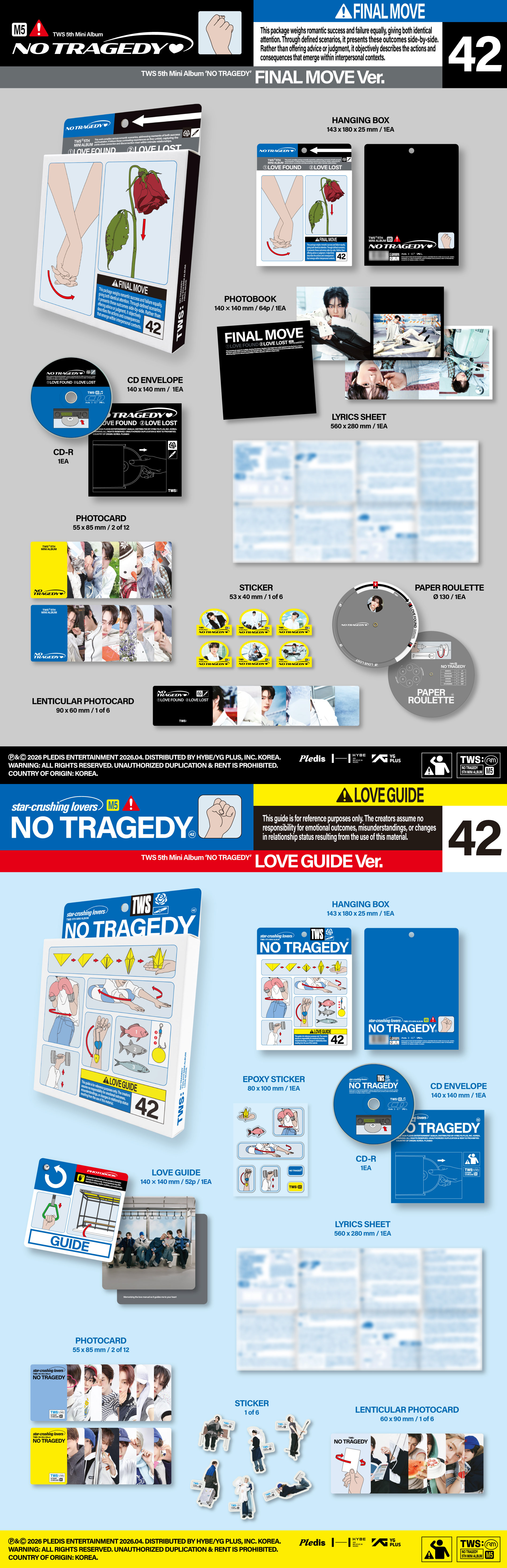 TWS - 5th Mini Album 'NO TRAGEDY' (FINAL MOVE Ver./LOVE GUIDE Ver.) (Random Ver.)