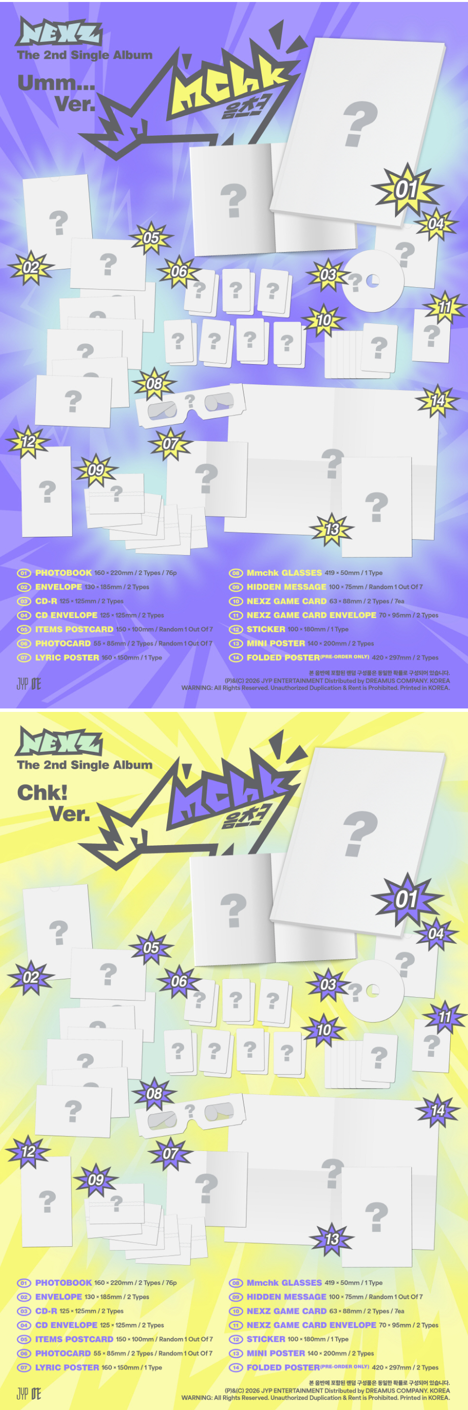 NEXZ - 2nd Single Album [Mmchk] (Umm…ver. / Chk! ver.) (Random Ver.) + Photocard (FANS SHOP)