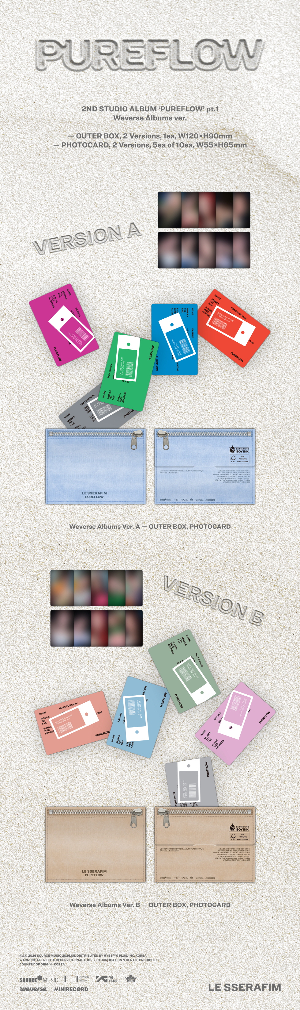 LE SSERAFIM - 2nd Studio Album ‘PUREFLOW’ pt.1 (Weverse Albums ver.) (Set) + Weverse Gift (WS)