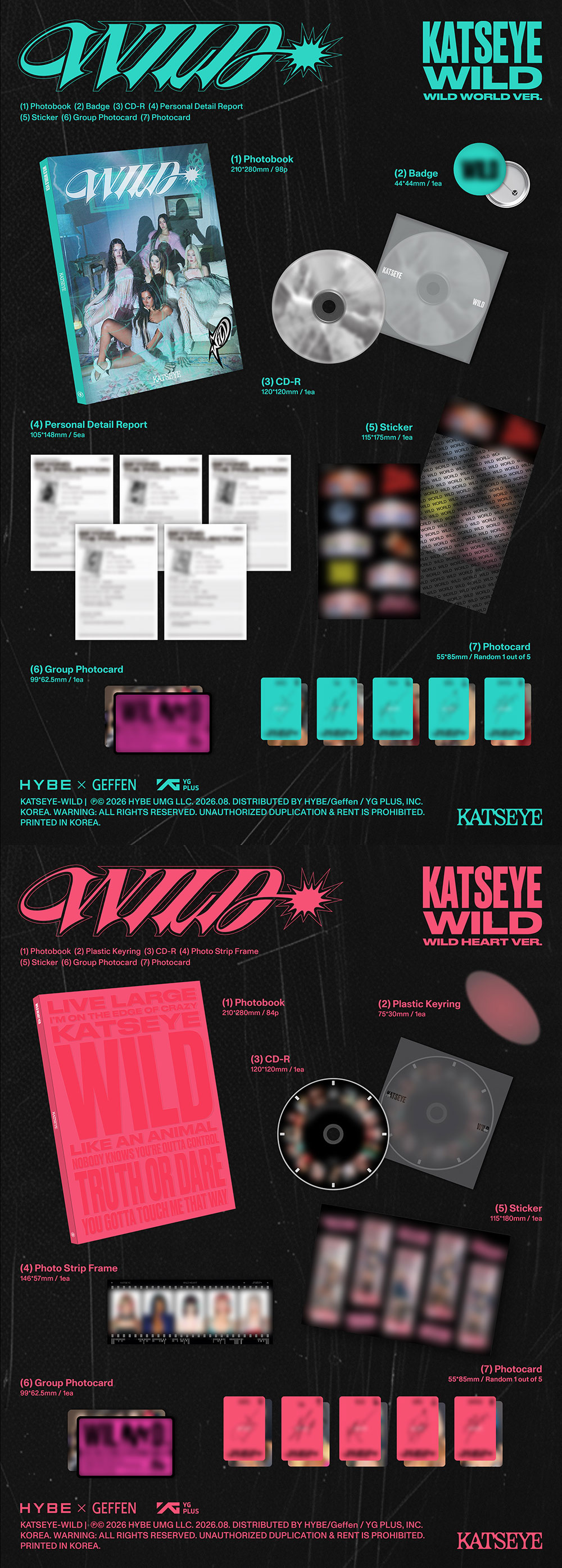KATSEYE - 'WILD' (Wild world ver. / Wild heart ver.) (Set) + Weverse Gift (WS)