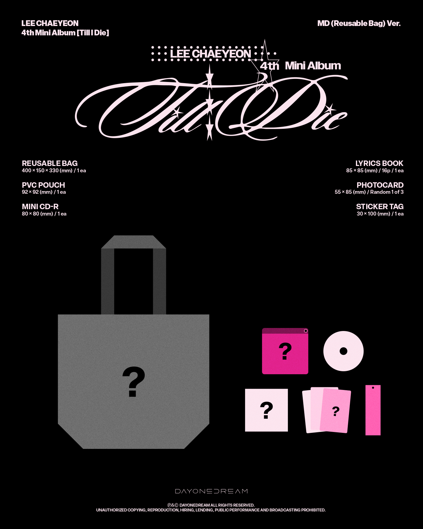 LEE CHAEYEON - 4th Mini Album [Till I Die] (MD (Reusable Bag) Ver.)