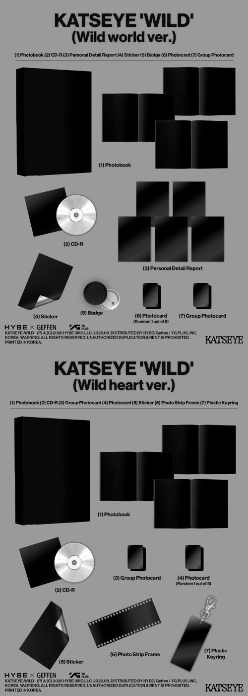 KATSEYE - 'WILD' (Wild world ver. / Wild heart ver.) (Random Ver.) + Random Photocard (SW)
