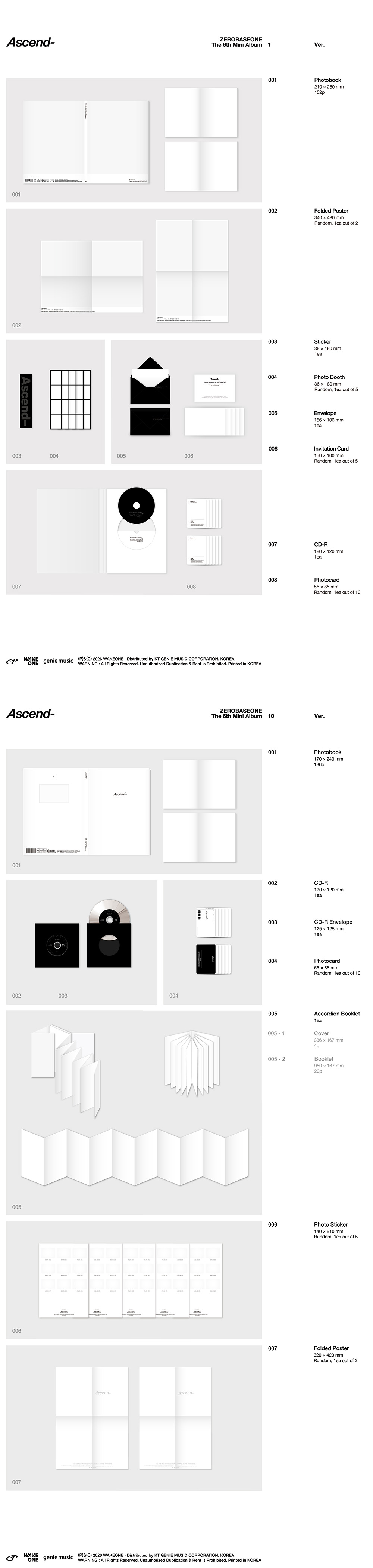 ZEROBASEONE - The 6th Mini Album [Ascend-] Photobook Ver. (1 Ver. / 10 Ver.) (Random Ver.)