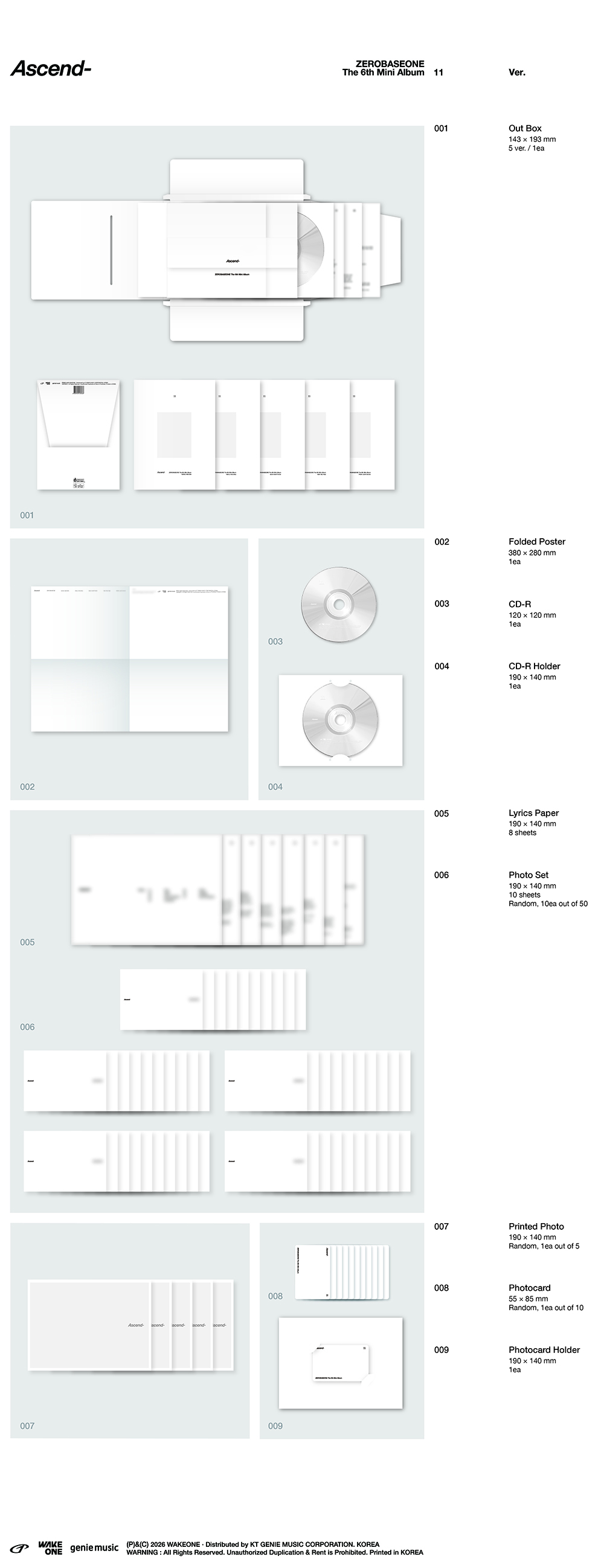 ZEROBASEONE - The 6th Mini Album [Ascend-] (11 Ver.) (Random Ver.)