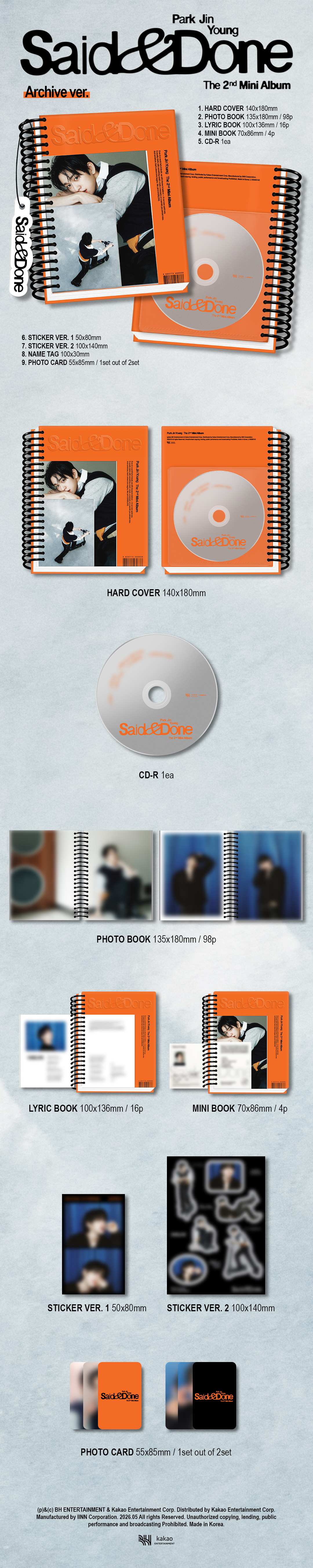 Park Jin Young - THE 2ND MINI ALBUM [Said & Done] (Archive  Ver.)