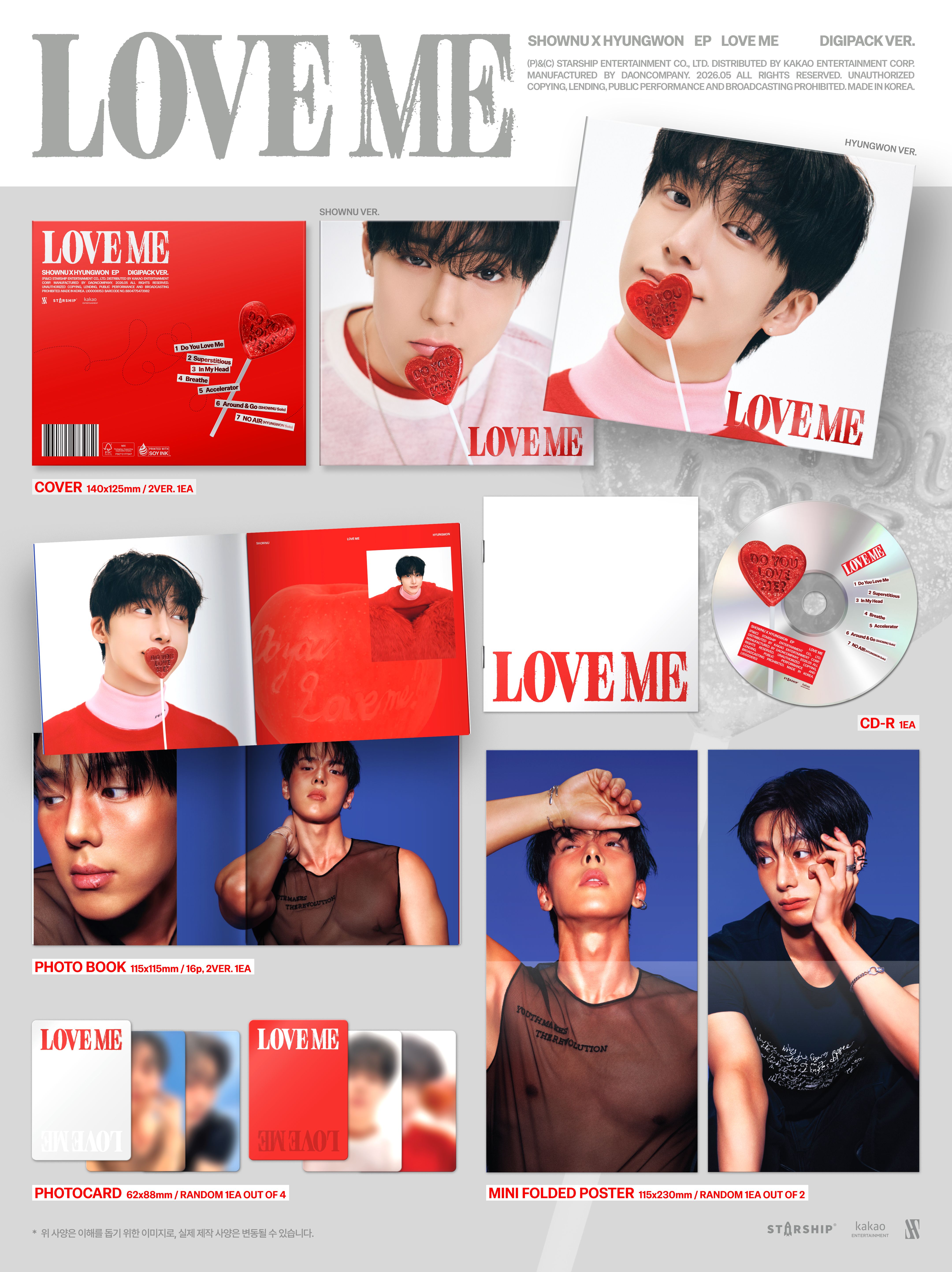 SHOWNU X HYUNGWON (MONSTA X) - EP [LOVE ME] (SHOWNU VER. / HYUNGWON VER.) (DIGIPACK VER.) (Random Ver.)