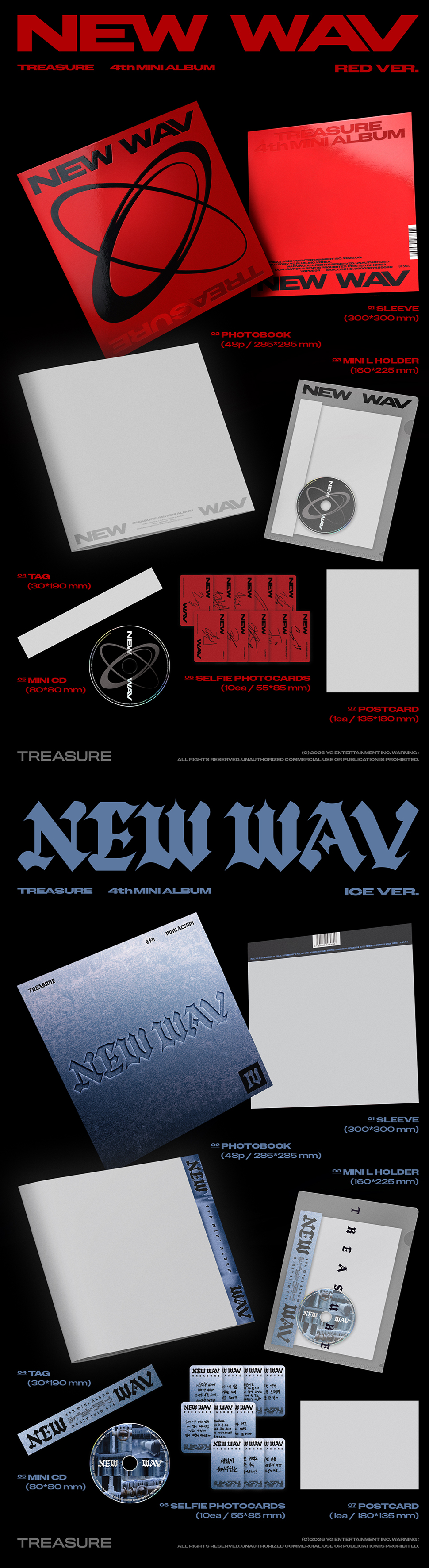 [EARLY-BIRD] TREASURE - 4th MINI ALBUM [NEW WAV] RED VER. / ICE VER. (SET) + Weverse Gift (WS)