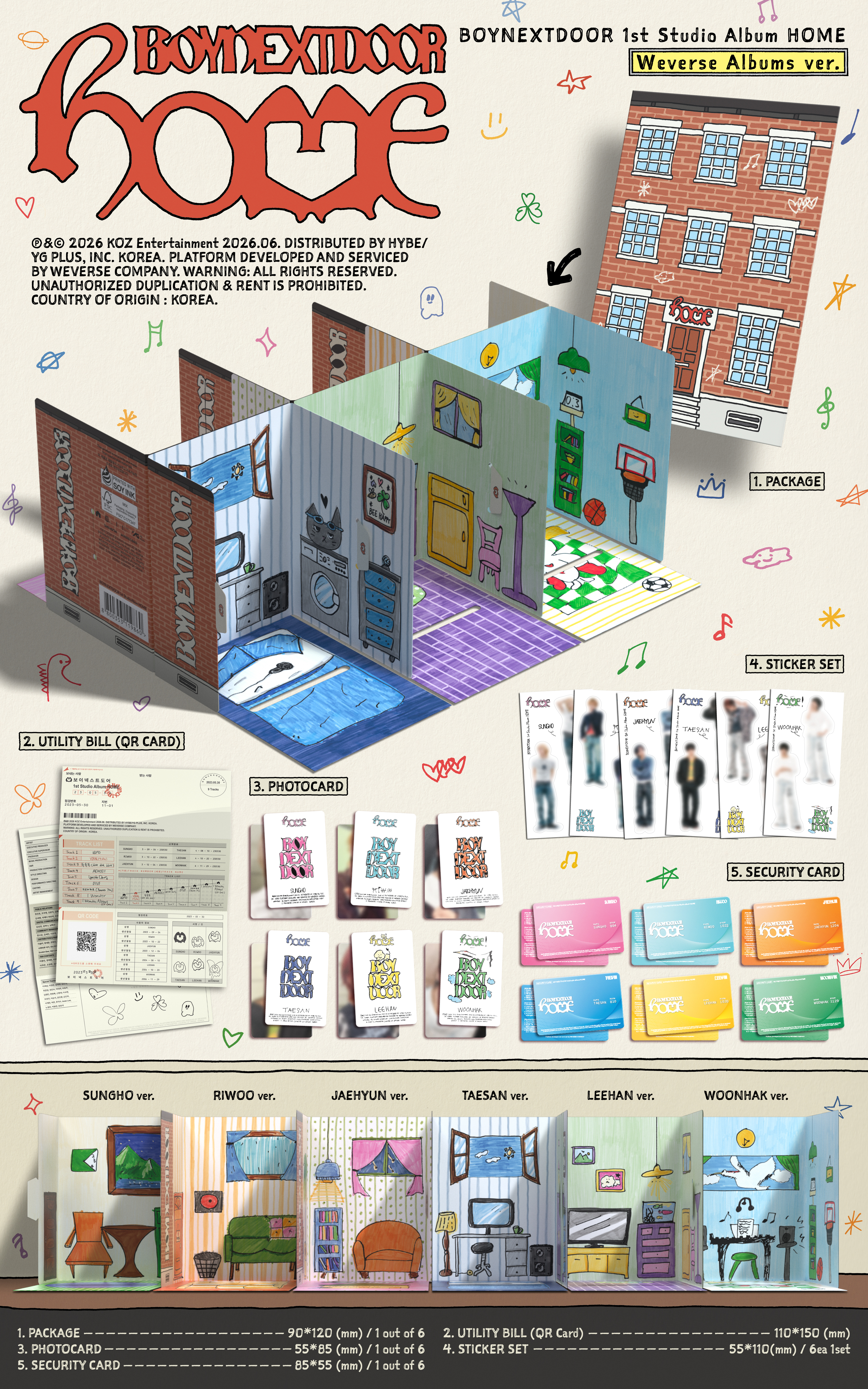 BOYNEXTDOOR - 1st Studio Album [HOME] (Weverse Albums ver.) (Random Ver.)