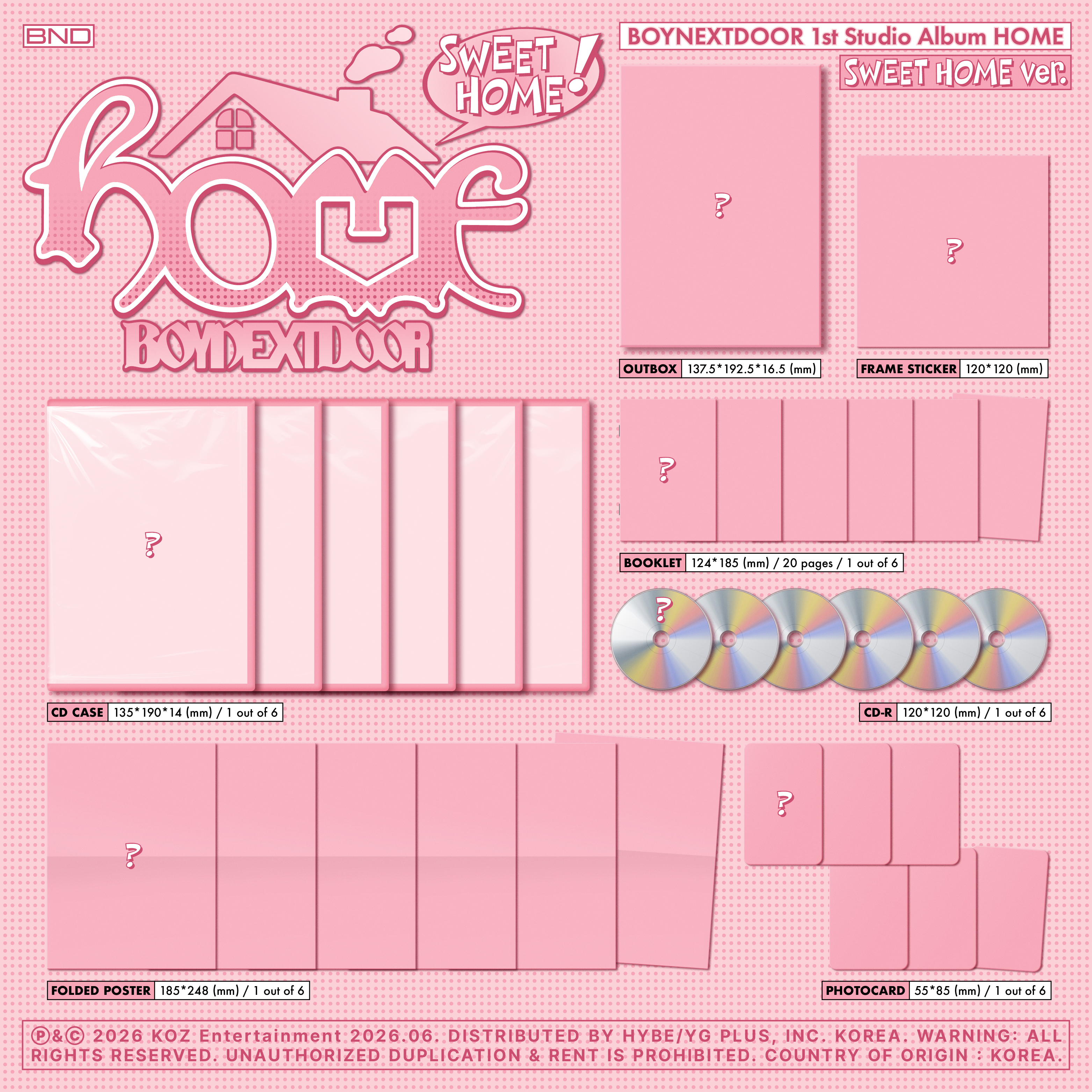 [EARLY-BIRD] BOYNEXTDOOR - 1st Studio Album [HOME] (SWEET HOME ver.) (Random) + Weverse Gift (WS)